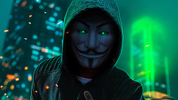 Anonymus Guy Glowing Eyes Green Neon , anonymus, mask, neon HD wallpaper