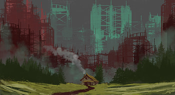 Landscape, Art, Smoke, Building, House HD wallpaper