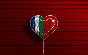 I Love South Moluccas, , realistic balloons, red wooden background, Day of South Moluccas, indonesian provinces, flag of South Moluccas, Indonesia, balloon with flag, Provinces of Indonesia, South Moluccas flag, South Moluccas HD wallpaper