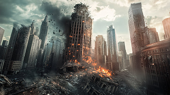 Post-Apocalyptic Cityscape: of Earthquake Ruins, earthquake, post apocalyptic, city HD wallpaper