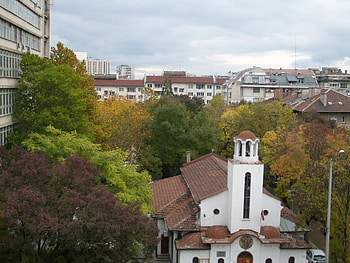 Church, sofia, religious, graphy, bulgaria, trees, autumn HD wallpaper
