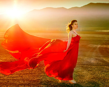 Lady i Red, model, dress, woman, red HD wallpaper