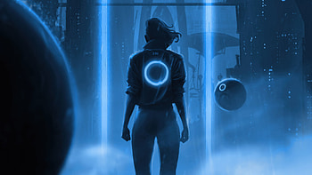 Neon Guardian Keeper Of The Future, artist, artwork, art, digital-art, neon, cyberpunk HD wallpaper