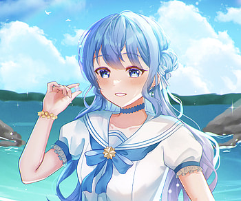 Hoshimachi Suisei, hololive, Hoshimachi Suisei, Anime, Virtual Youtuber HD wallpaper