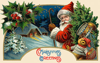 Christmas Day, artwork, Santa, painting, snow, house, trees, gifts HD wallpaper