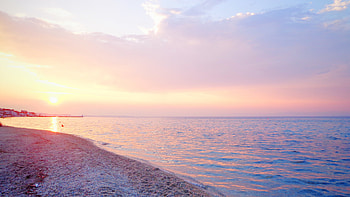 Greece Sea Beach Sunset, sunset, beach, sea, nature HD wallpaper
