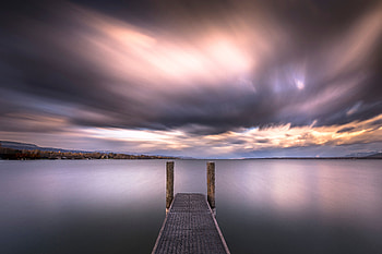Nature, Sunset, Sky, Horizon, Pier HD wallpaper