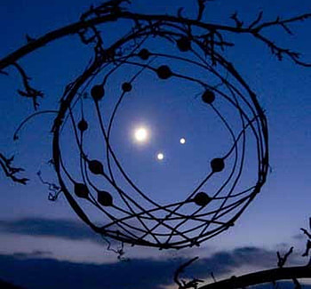 the Moon, Venus and Jupiter, space, beautiful, planets, magical HD wallpaper