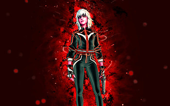 Scarlet Blackout Harlowe, , red neon lights, Fortnite Battle Royale, Fortnite characters, Scarlet Blackout Harlowe Skin, Fortnite, Scarlet Blackout Harlowe Fortnite HD wallpaper