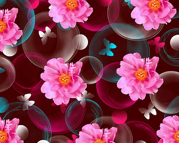 Floral art, pink, flowers, bubbles, art HD wallpaper