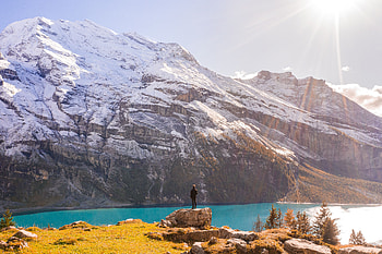 Landscape, Nature, Mountains, Lake, Human, Person, Loneliness HD wallpaper