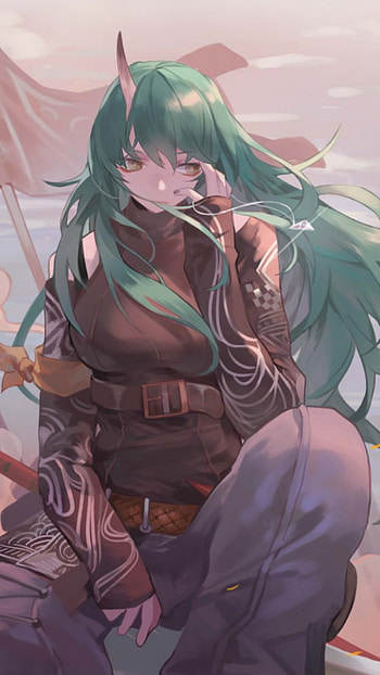 Arknights, arknight, green hair, war, anime HD phone wallpaper