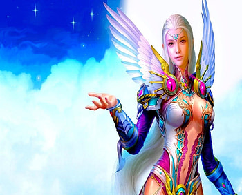 Colorful Sorceress, sorceress, wings, colorful, stars, woman HD wallpaper