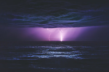 Sea, Lightning, Dark, Glow HD wallpaper