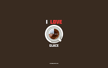 Glace recipe, , cup with Glace ingredients, I love Glace Coffee, brown background, Glace Coffee, coffee recipes, Glace ingredients HD wallpaper