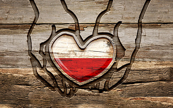 I love Poland, , wooden carving hands, Day of Poland, Flag of Poland, creative, Poland flag, Polish flag, Poland flag in hand, Take care Poland, wood carving, Europe, Poland HD wallpaper