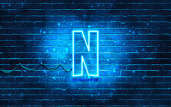 Netflix blue logo, , blue brickwall, Netflix logo, brands, Netflix neon logo, Netflix HD wallpaper