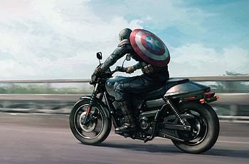 Captain America On Harley Davidson Motorcycle Artwork, captain-america, superheroes, artist, artwork, digital-art, harley-davidson, artstation HD wallpaper