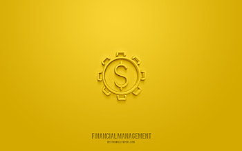 Financial Management 3d icon, yellow background, 3d symbols, Financial Management, business icons, 3d icons, Financial Management sign, business 3d icons HD wallpaper