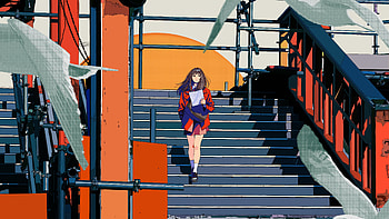 Walking Women, anime-girl, artist, artwork, art, digital-art HD wallpaper