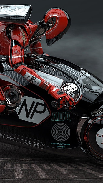 3d Bike, Bike Rider, Robot HD phone wallpaper
