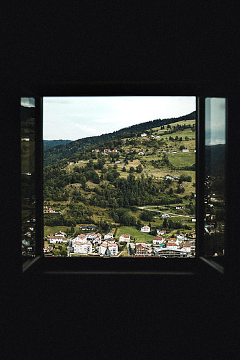 Nature, Trees, Building, Window, Slope HD phone wallpaper