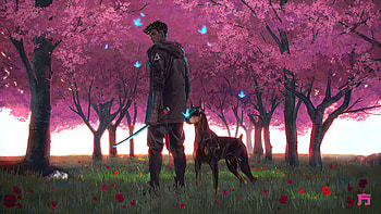 Sakura Park , artist, artwork, digital-art, artstation HD wallpaper