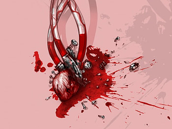 Evil, screws, heart broken, nails, broken, blood, heart, squeeze HD wallpaper