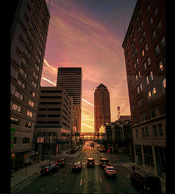 Cities, Auto, Twilight, City, Building, Road, Dusk HD phone wallpaper