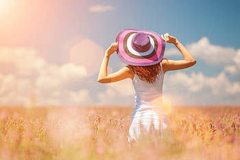 Summer Days , graphy, sunlight, girl, beautiful, beauty, woman, summer, field, sky, hat HD wallpaper