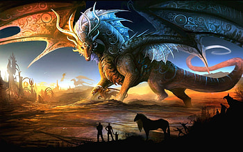 Majestic dragons, Mythical creatures, Fantastical beasts, Legendary power HD wallpaper