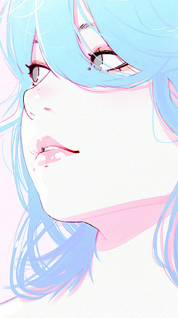 Azure Glance — Short Blue Hair Anime, short hair, blue hair, face, Anime, Original HD phone wallpaper