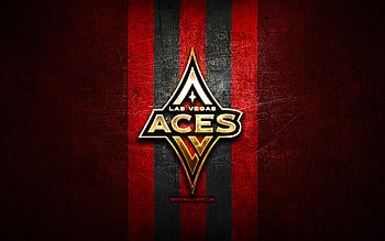Las Vegas Aces, golden logo, WNBA, red metal background, american basketball team, Las Vegas Aces logo, basketball HD wallpaper