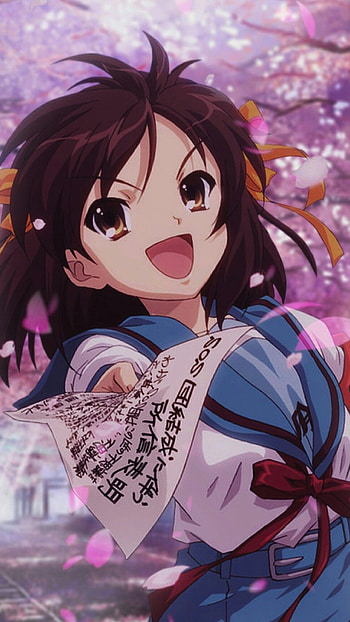 Haruhi Suzumiya, Anime character HD phone wallpaper