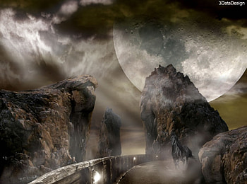 Moon with Black Horse, night, sky, train, moon HD wallpaper