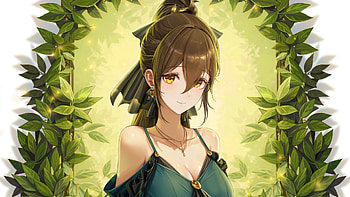 Yellow Eyes Black Hair Anime Girl With Green Dress Anime Girl HD wallpaper