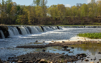 Waterfall in Latvia, river, waterfall, Latvia, nature HD wallpaper