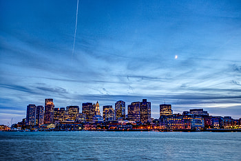 Cities, Sea, Architecture, Moon, City, Building HD wallpaper