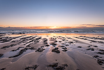 Nature, Sunset, Sea, Beach, Sand, Horizon HD wallpaper