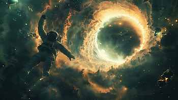 Interstellar Explorer: Sci-Fi Black Hole, Sci Fi, black hole, astronaut, space HD wallpaper