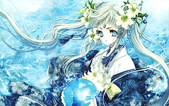 Anime, Flowers, Girl, Blonde HD wallpaper