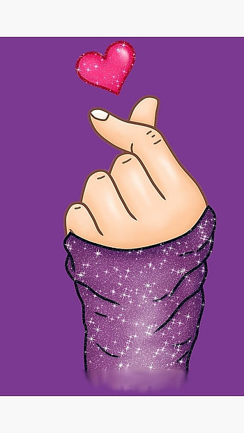 Finger Heart, BTS, Purple HD phone wallpaper