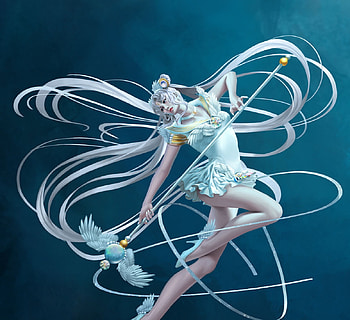 Cosmic Serenity, blue, fantasy, bennitt helga, sailor moon, girl, luminos, serenity HD wallpaper