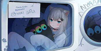 蓝白条纹, Nachoneko HD wallpaper