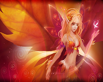 Autumn Fairy, fairy, leaves, fantasy, flower, autumn HD wallpaper