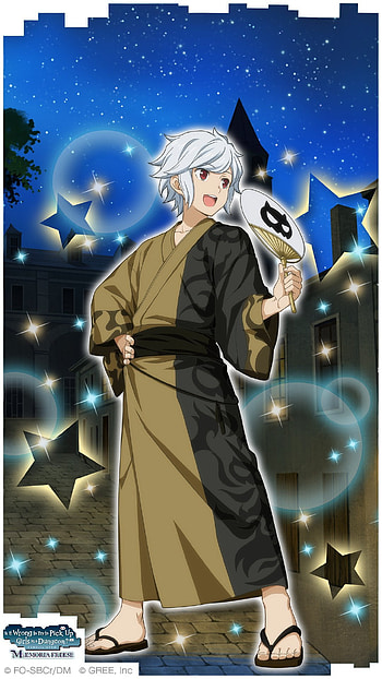 white hair, red eyes, sandal, feet, Is It Wrong to Try to Pick Up Girls in a Dungeon?, kimono, Anime HD phone wallpaper