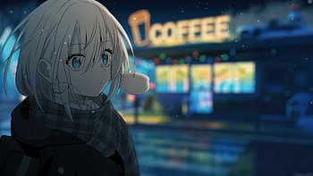 An Anime Girl Cafe Scene, anime-girl, anime, artist, artwork, digital-art HD wallpaper