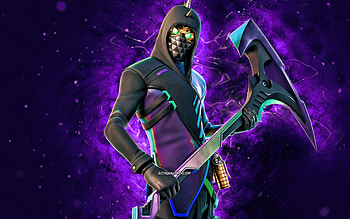 Aftermath, , violet neon lights, Fortnite Battle Royale, Fortnite characters, Aftermath Skin, Fortnite, Aftermath Fortnite HD wallpaper