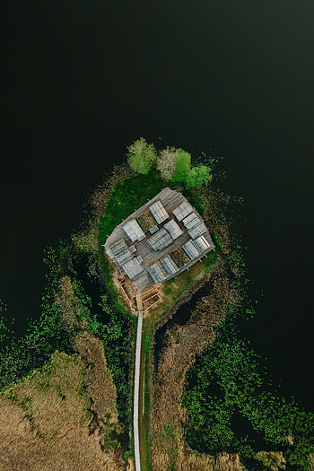 Nature, Water, View From Above, Path, Island, Roof, Roofs HD phone wallpaper