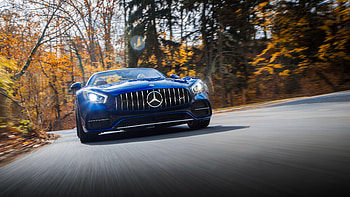 Blue, sports car, Mercedes-AMG GT C Roadster HD wallpaper